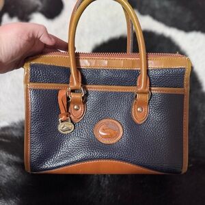 Dooney & Bourke Navy and Tan Satchel